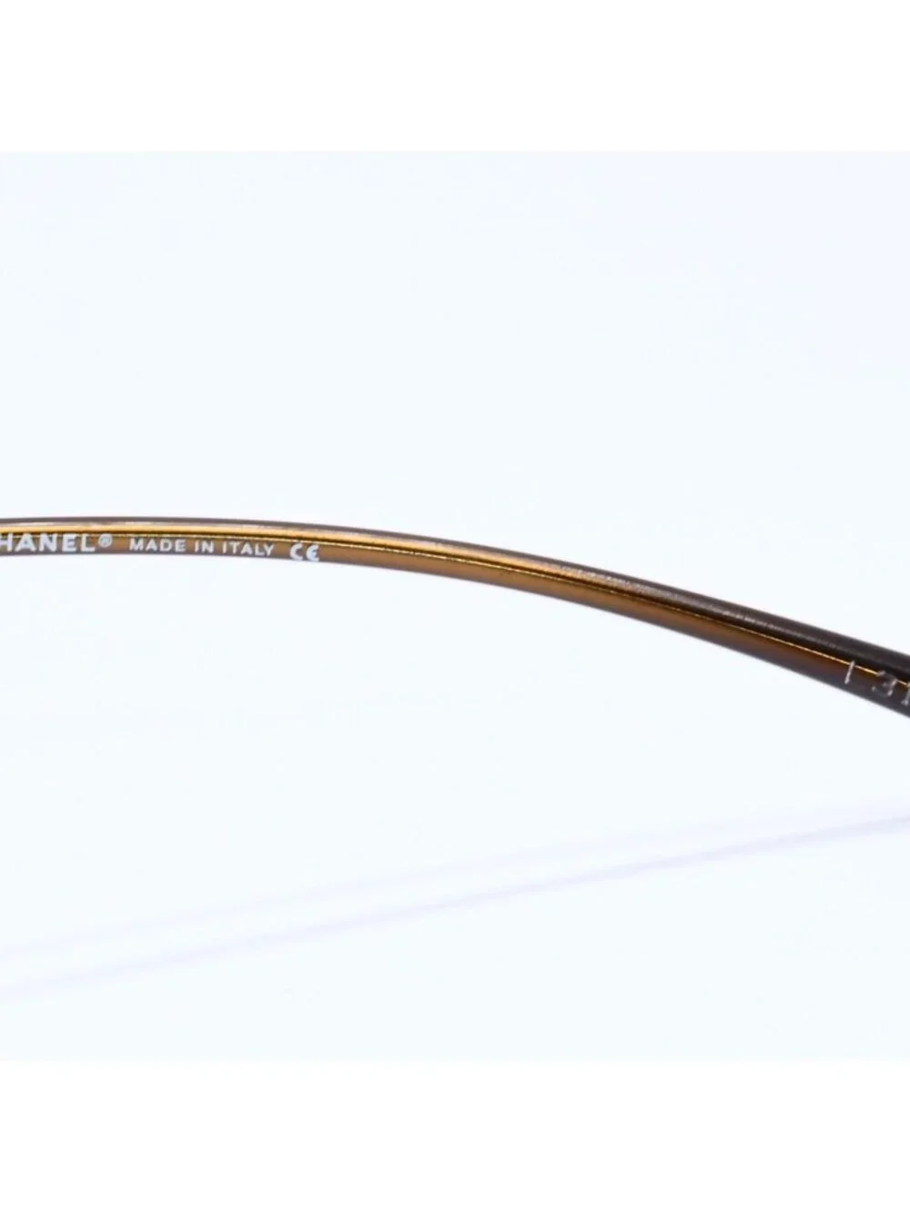 Chanel Rimless Sunglasses Eyewear CC Logo Brown Gold